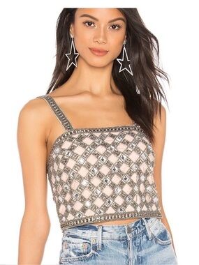 NBD Beaded Blush Pink Crop Top